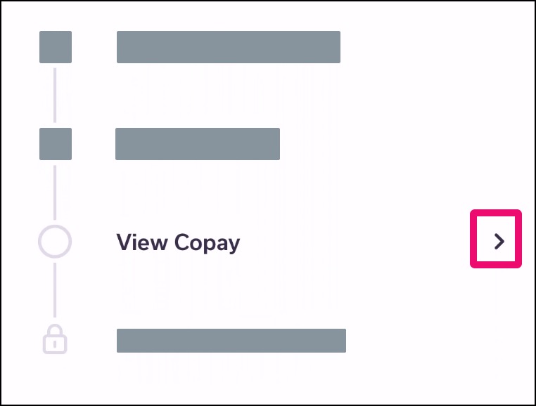 Mobile app Appointment task list with View Copay link