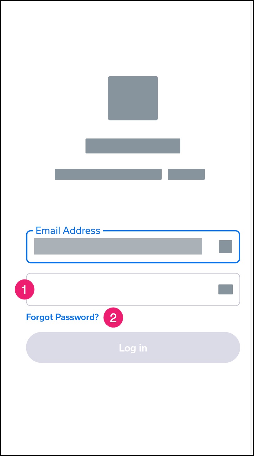 Mobile login page with the password field