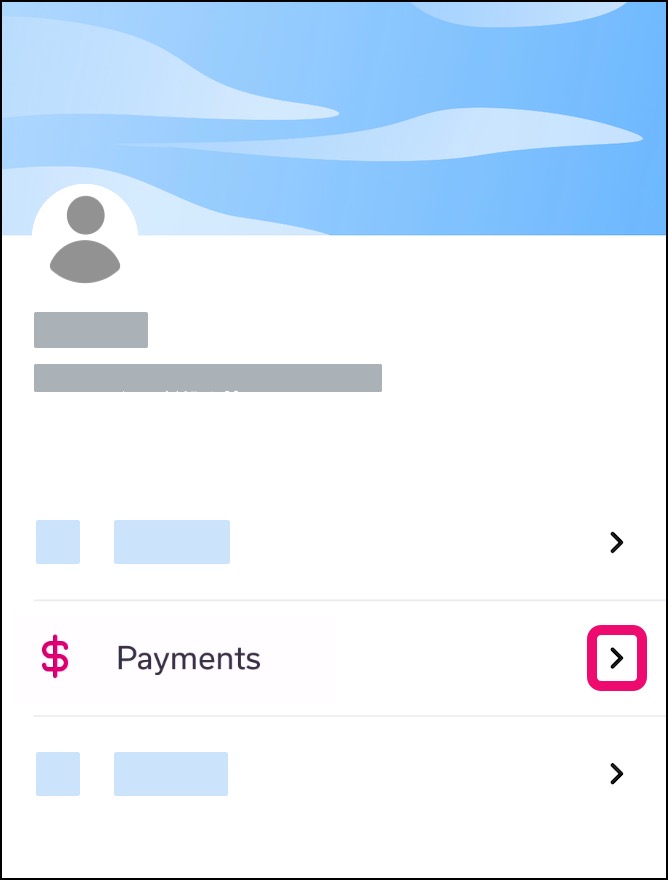 Mobile app Payments Link in User Account