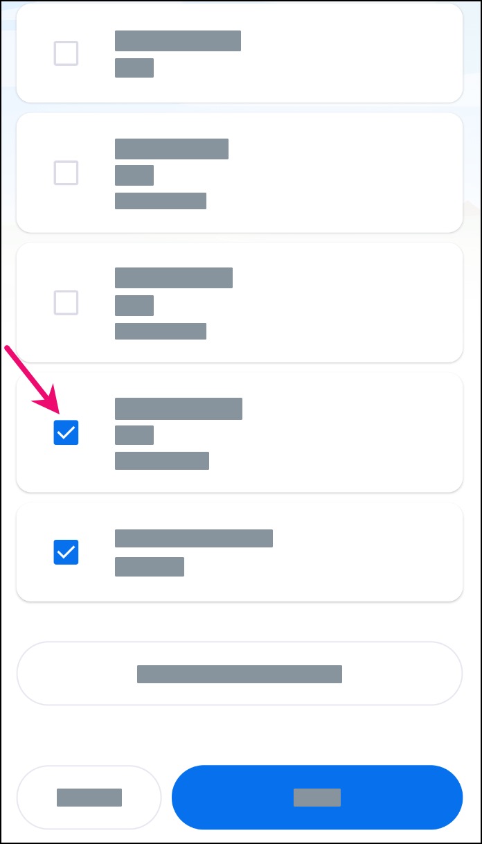 Mobile app Multiple payments with selected checkboxes for individual payments in the Payments page