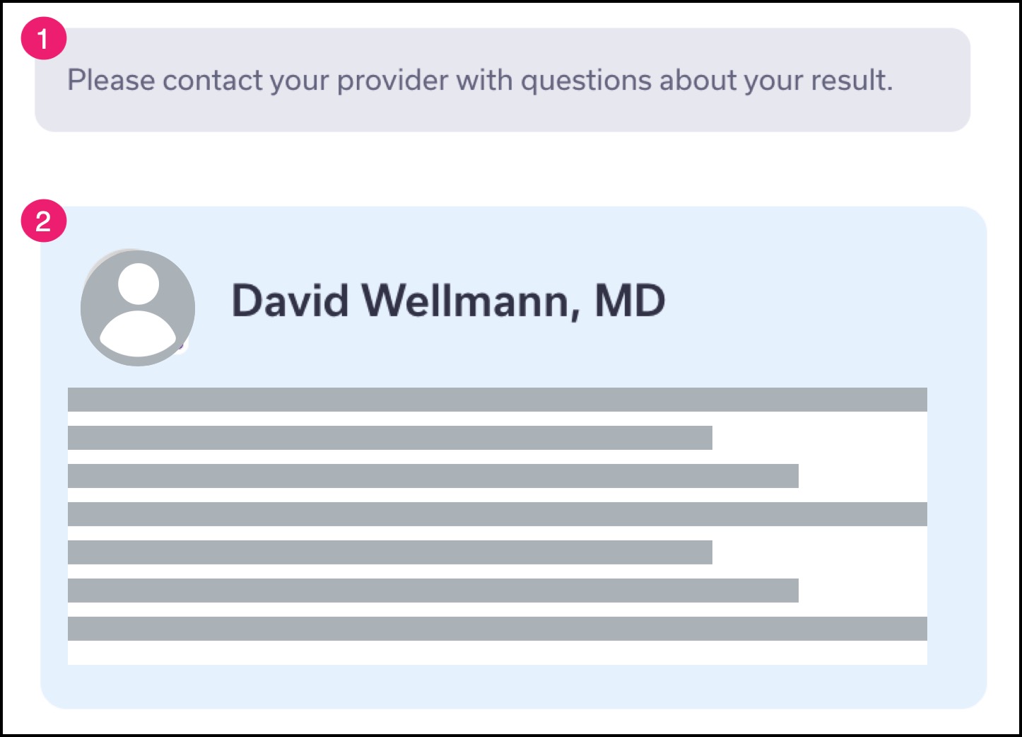 Lab results with provider comments