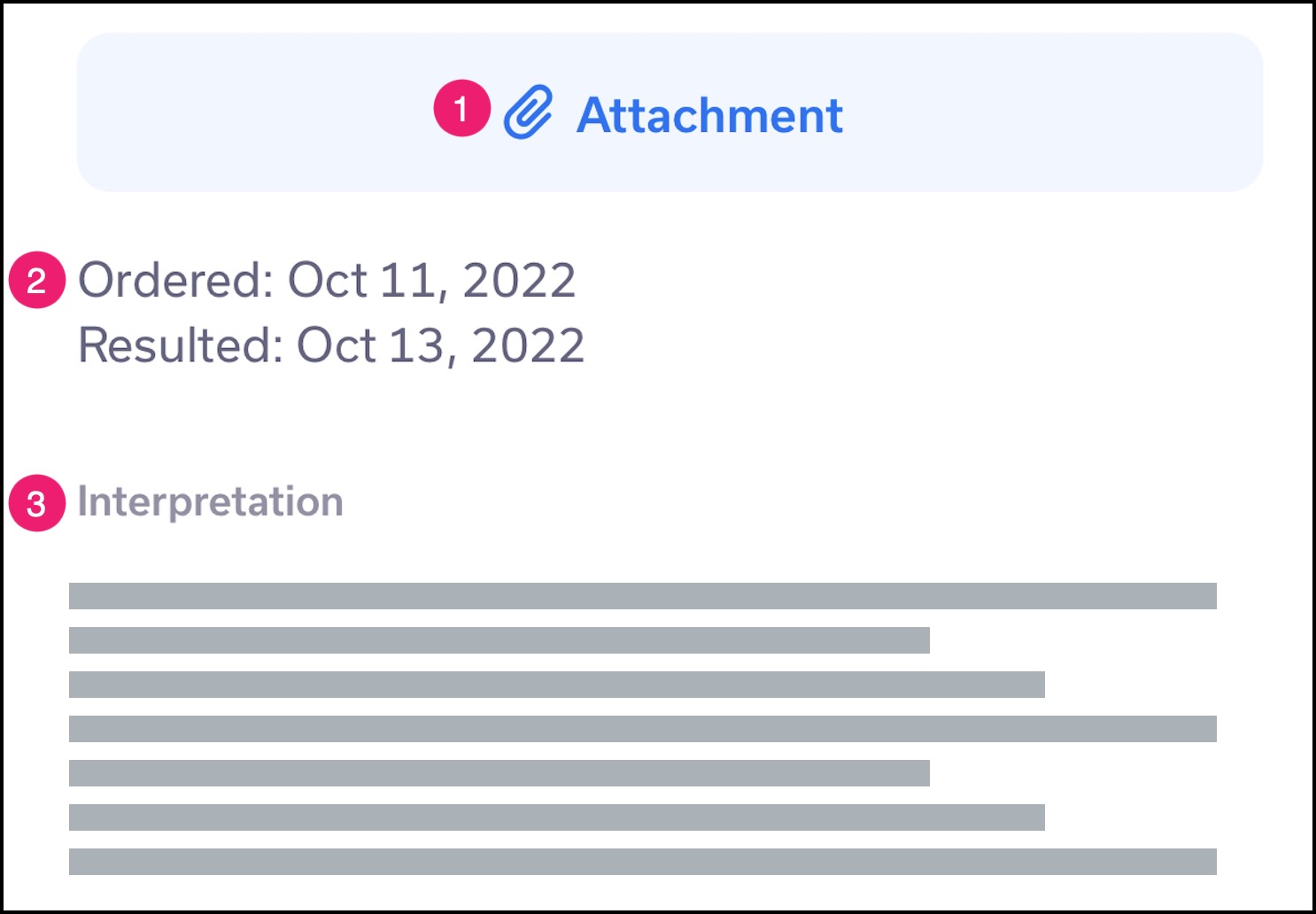 Lab results without provider comments