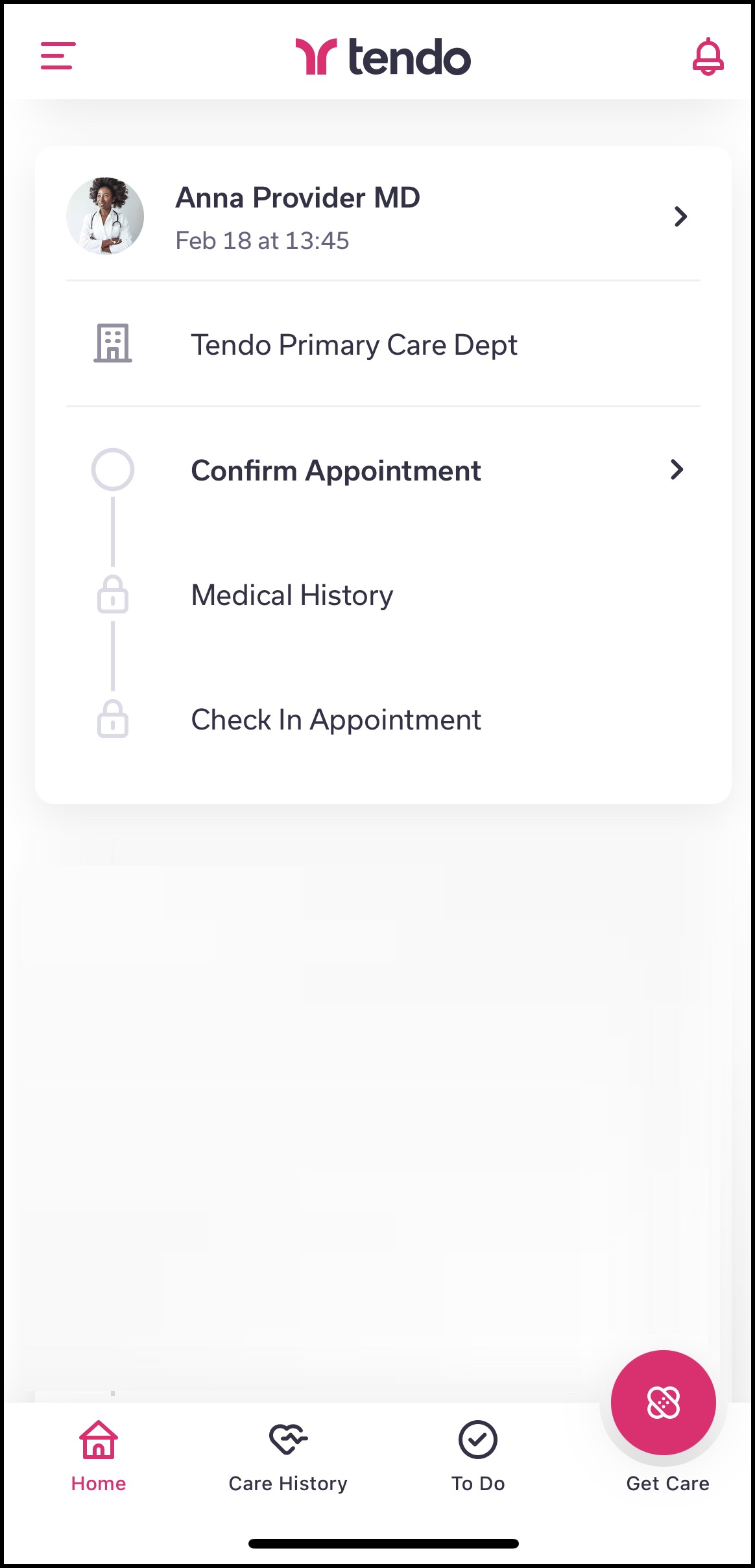 Appointment tasks with Check-in button