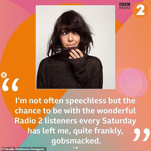 Emocionante: Claudia Winkleman reemplazará a Graham Norton como presentadora del programa matutino del sábado de BBC Radio 2, ya que la estrella dijo el lunes que está `` atónita '' por conseguir un papel.
