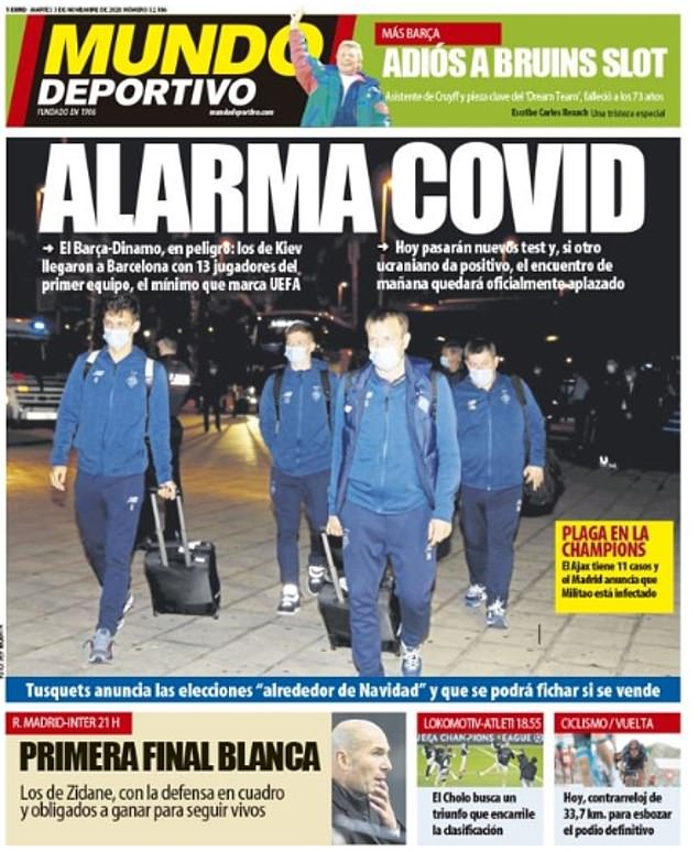 Solo 13 jugadores del primer equipo del Dynamo de Kiev hicieron el viaje a Barcelona este lunes