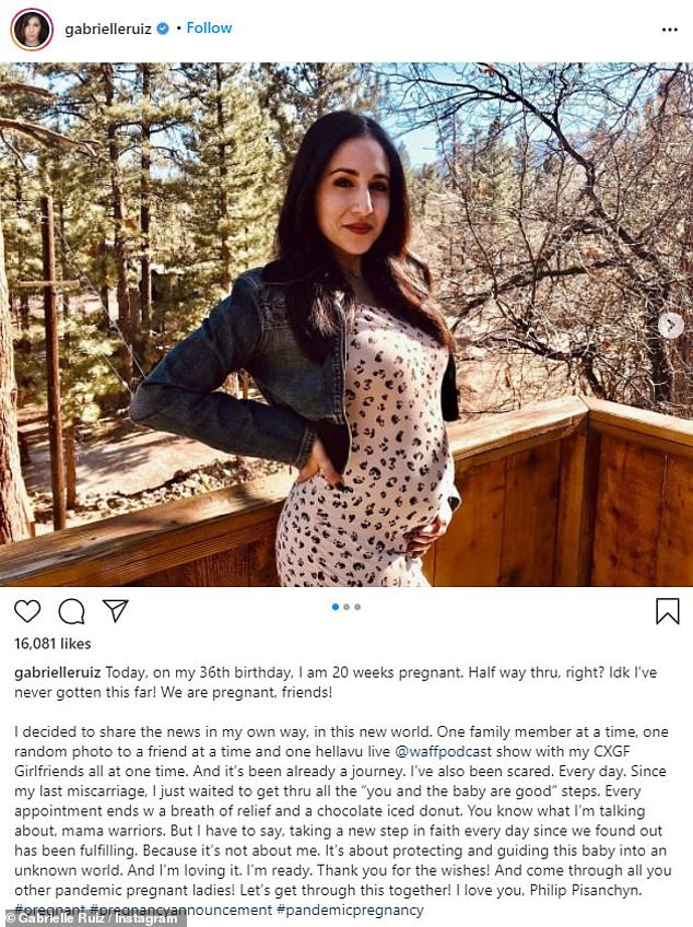 Gran noticia: Gabrielle Ruiz tomó Instagram el sábado para anunciar que ella y su esposo Philip Pisanchyn tienen 20 semanas de embarazo, ya que celebraba su 36 cumpleaños.