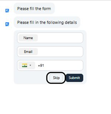 Skip option occurred as all the fields in the form are optional