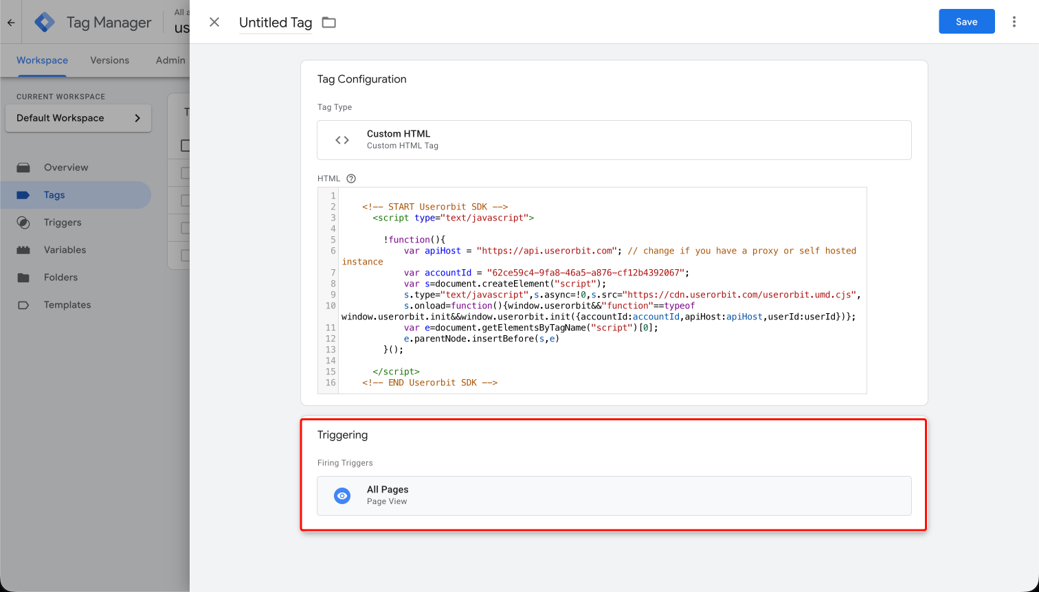 GTM tag with All Pages trigger configured