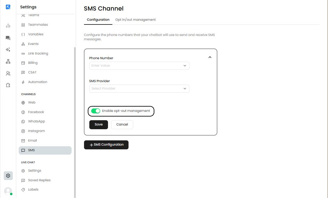 Enable Opt Out Management 