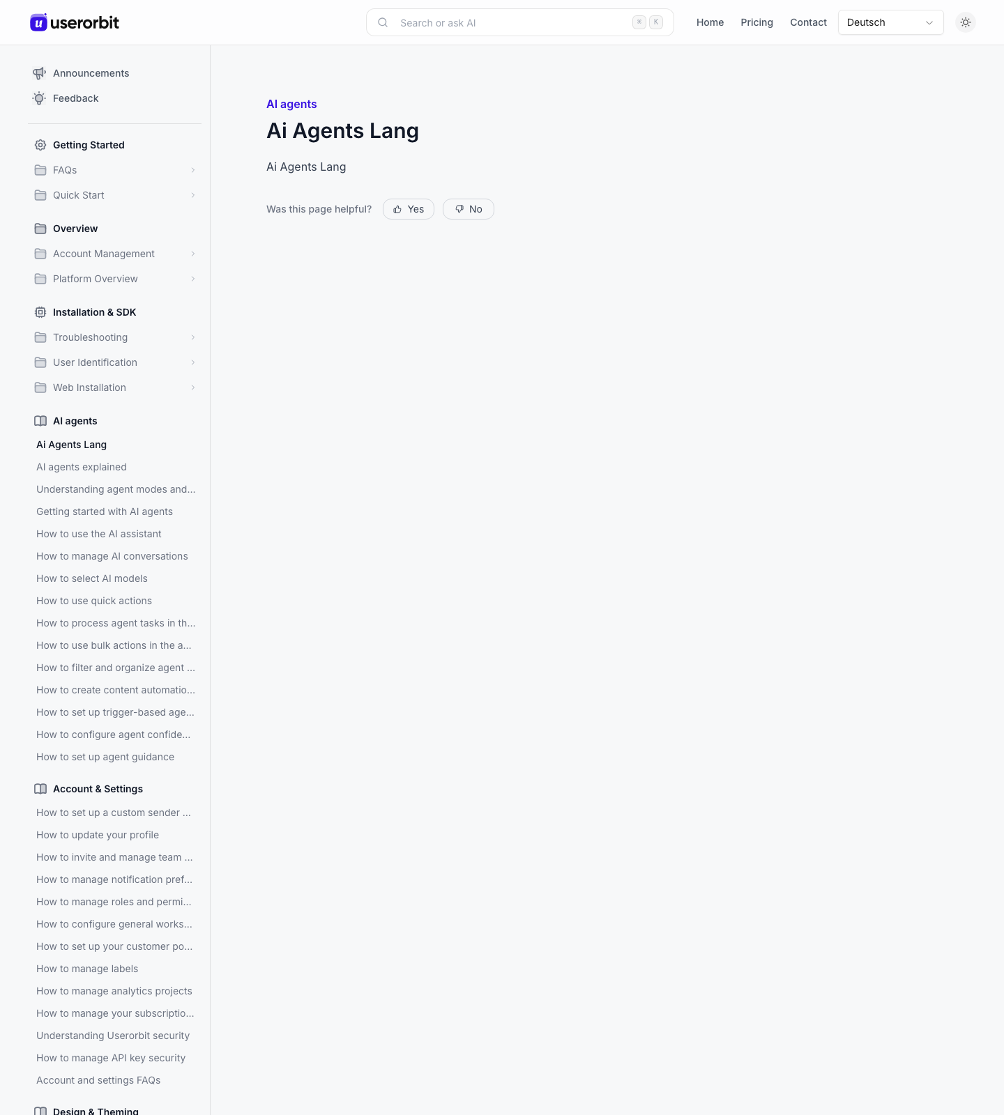 Userorbit public help center article opened in German