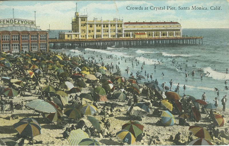 Postcard of the Beach Crowd at Crystal Pier 