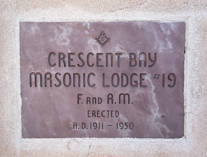 Cresent Bay Lodge Masonic Hall Plaque