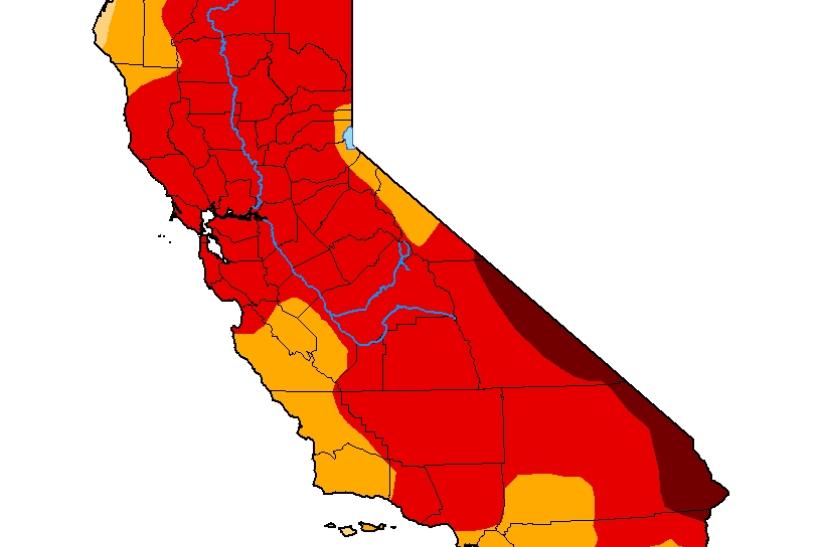 U.S. Drought Monitor map of California