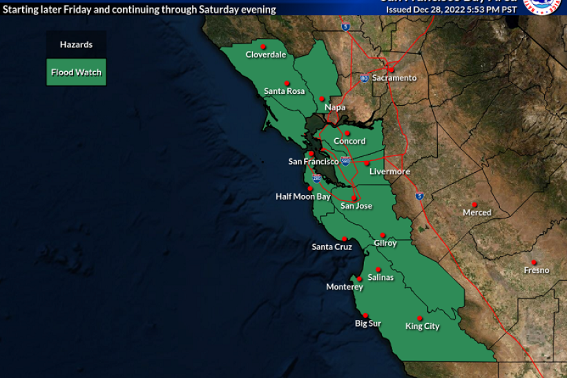 Flood watch map for December 28, 2022