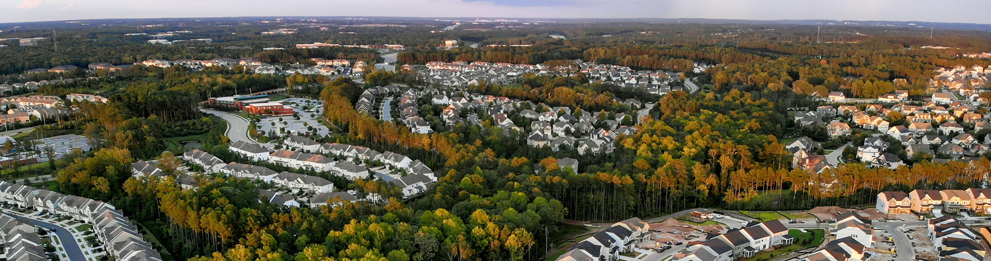 Aerial view of neighborhoods