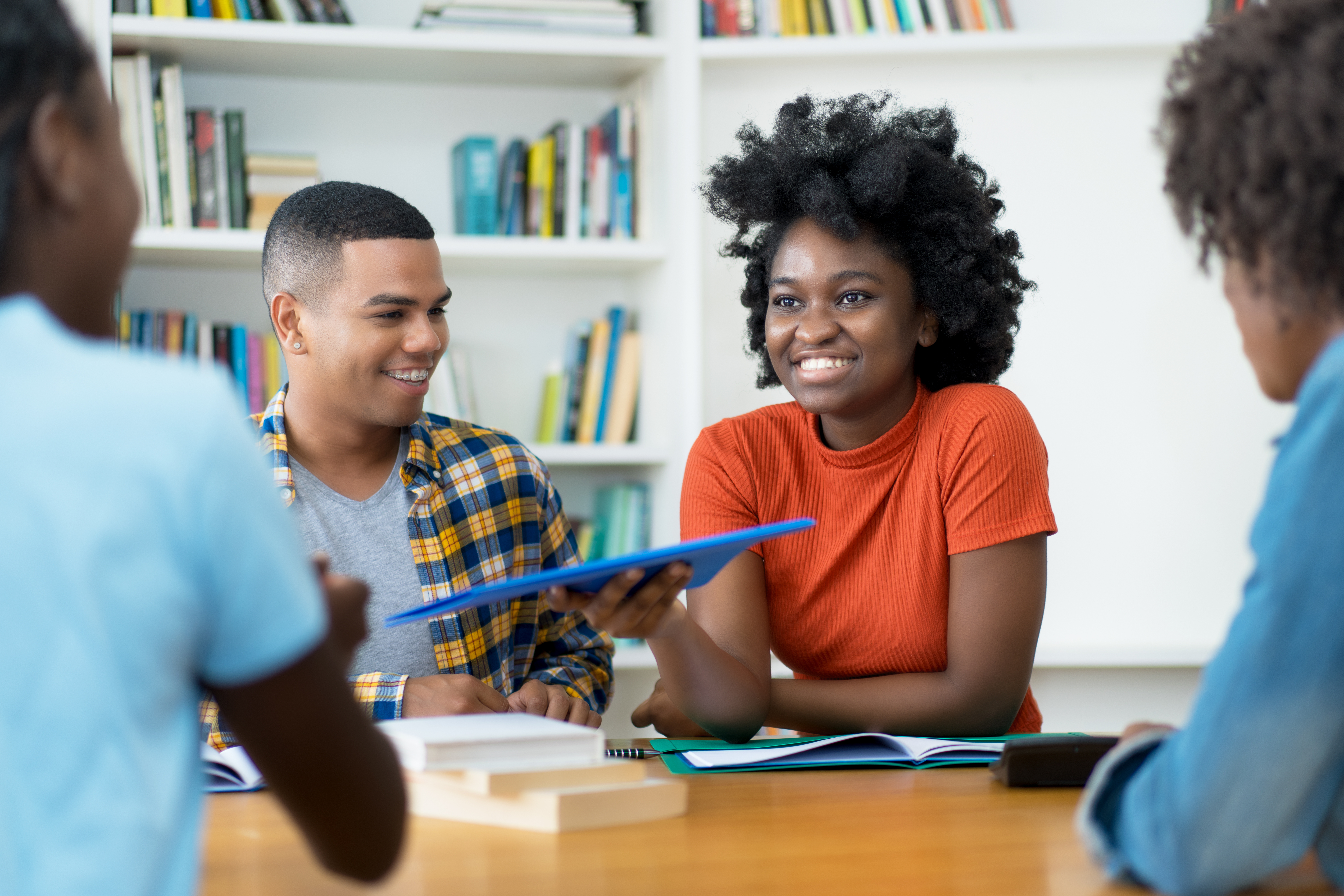 Two youths smiling 