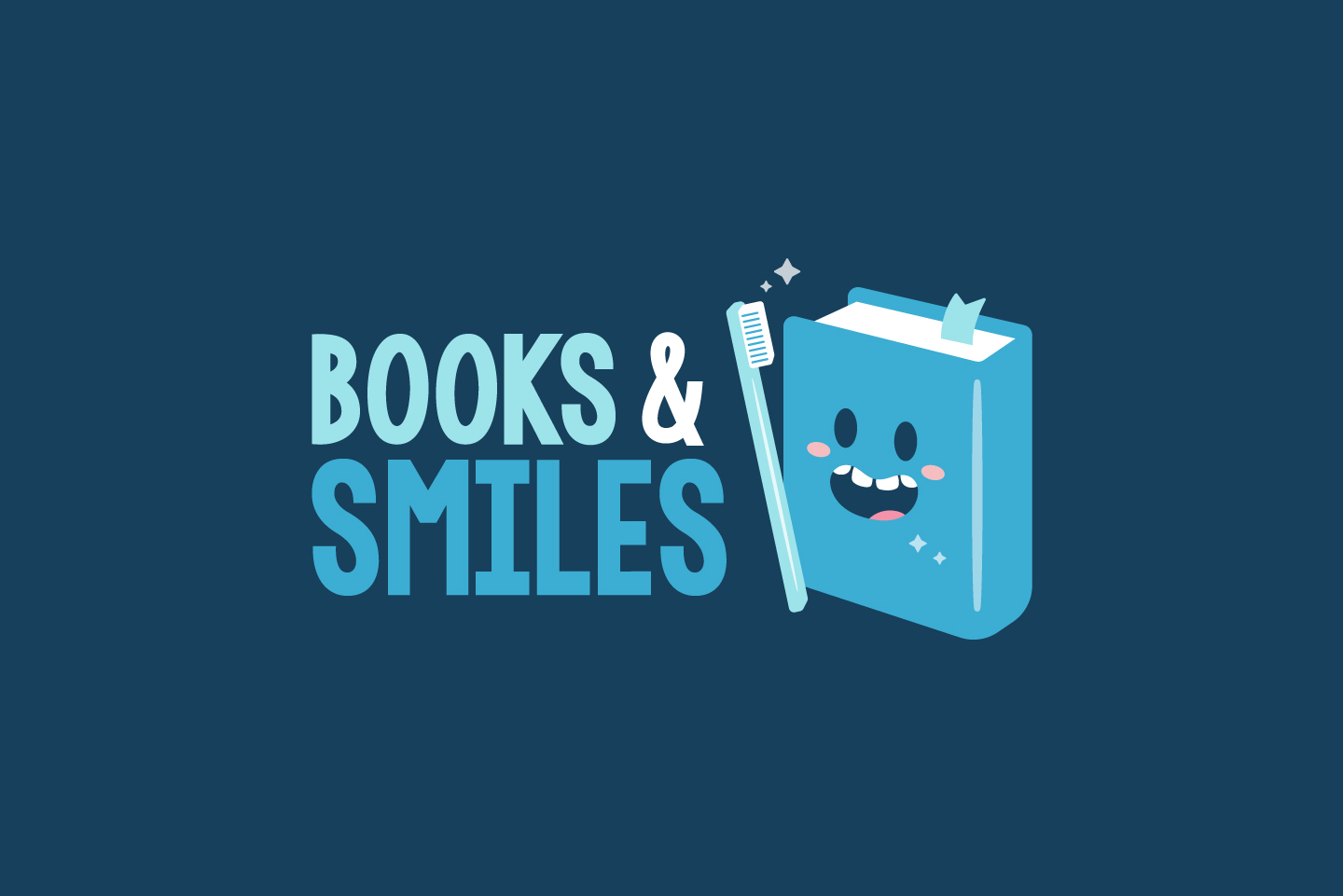 books and smiles, with illustration of toothbrush and smiling book