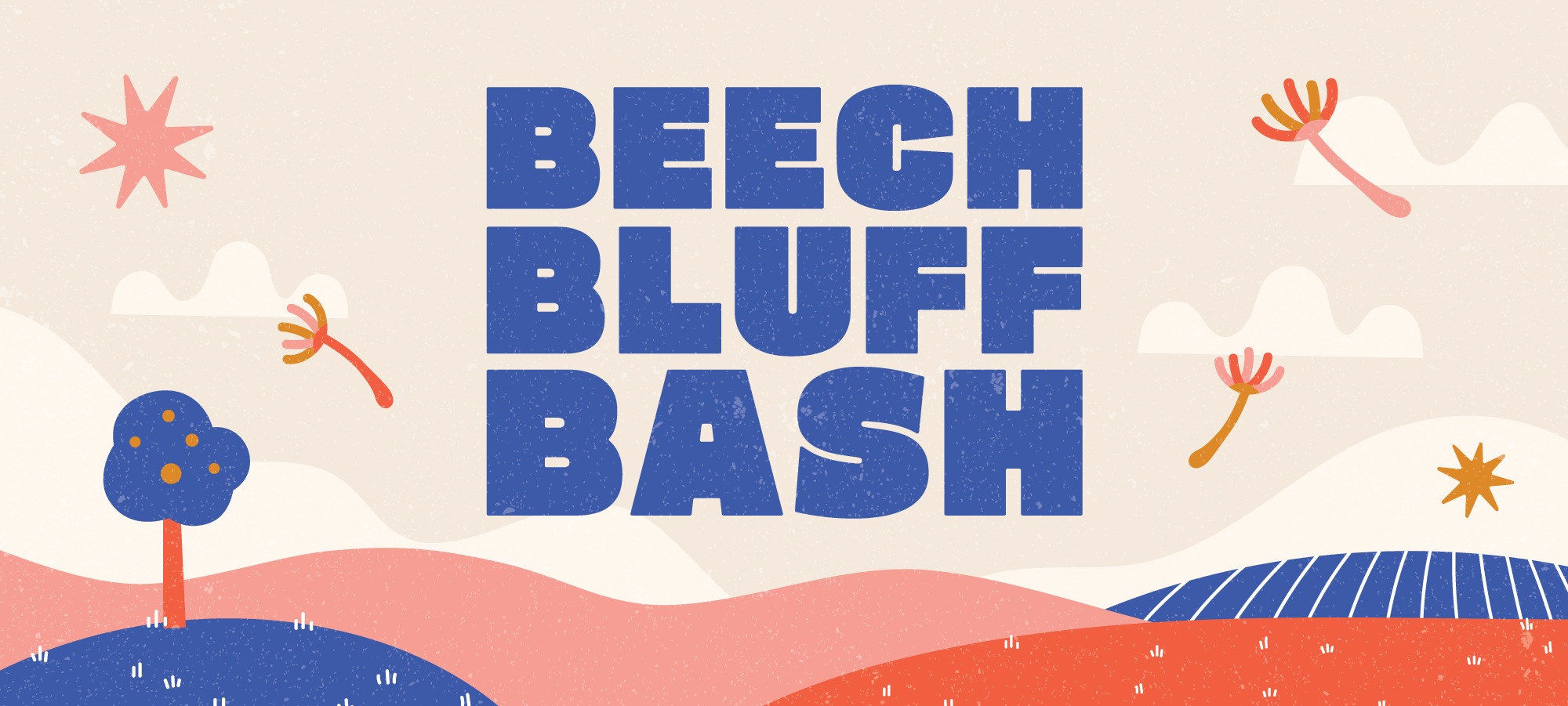 Beech Bluff Bash with illustration of rolling fields