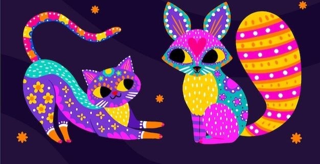 animals drawn in the alebrijes art style
