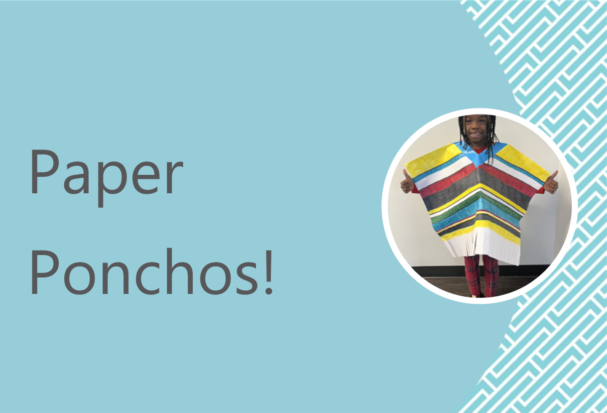 image of a girl wearing a handmade paper poncho