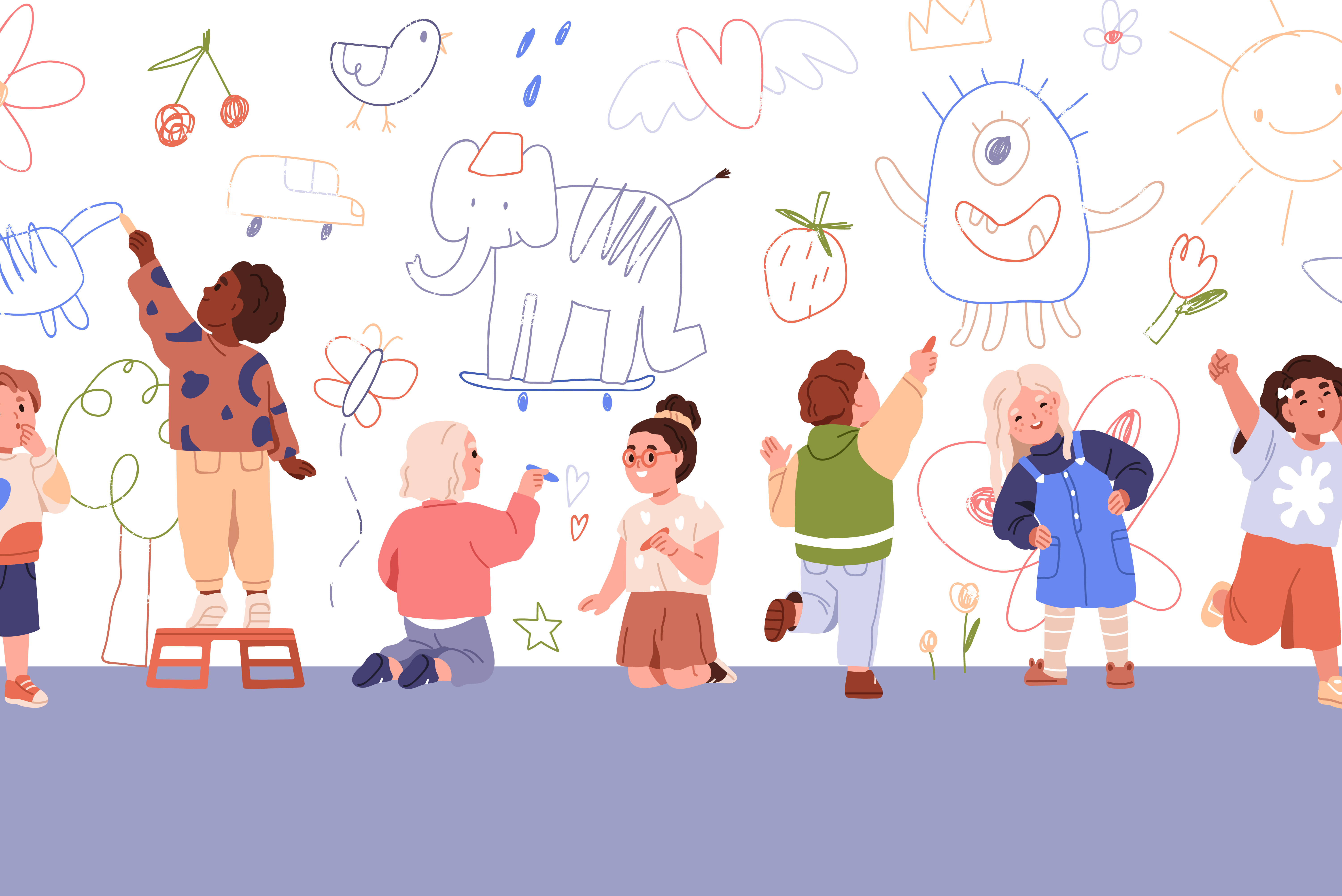 drawings of a bunch of children