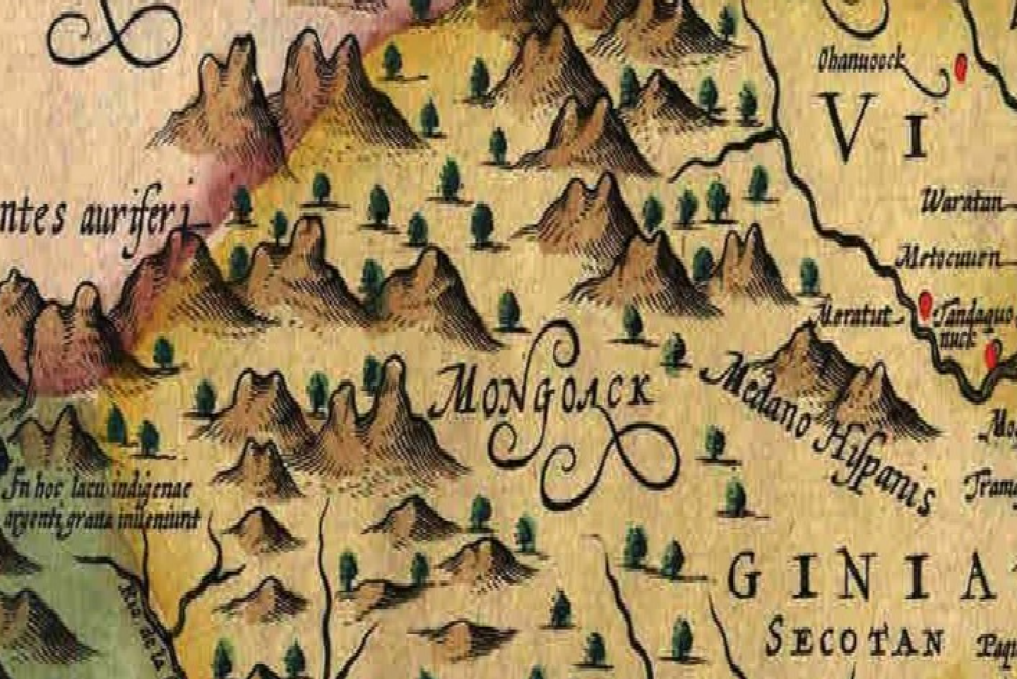 Old map of present day Virginia with tribal names marked.