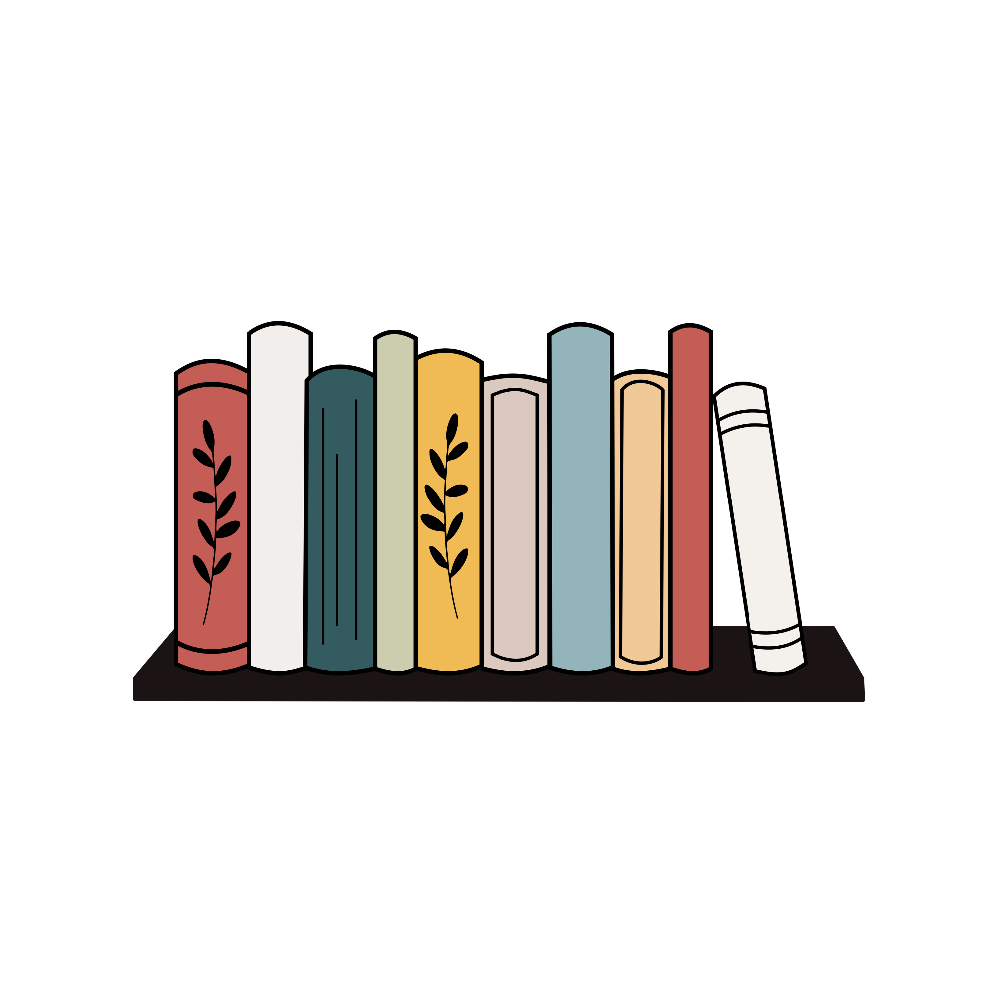Multicolored Books on Black Shelf