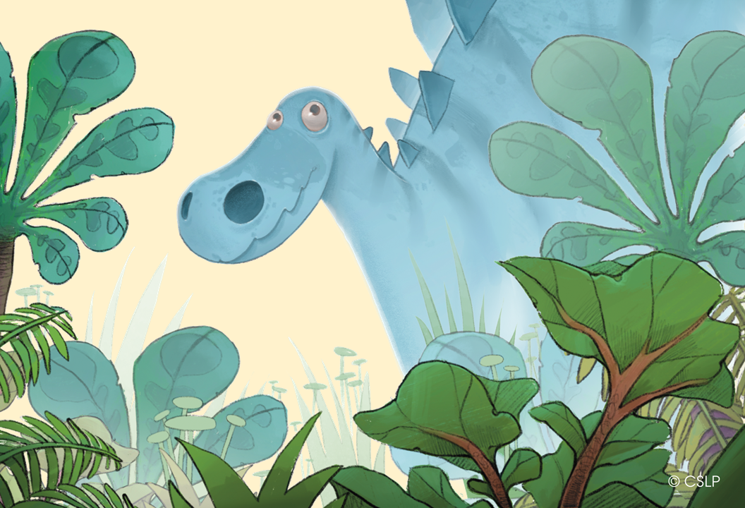 graphic of a dinosaur in the jungle