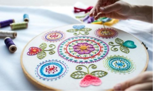 image of a person doing cross-stitch