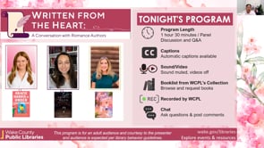 Screencap taken from Written From The Heart: A Conversation with Romance Authors | April 2026
