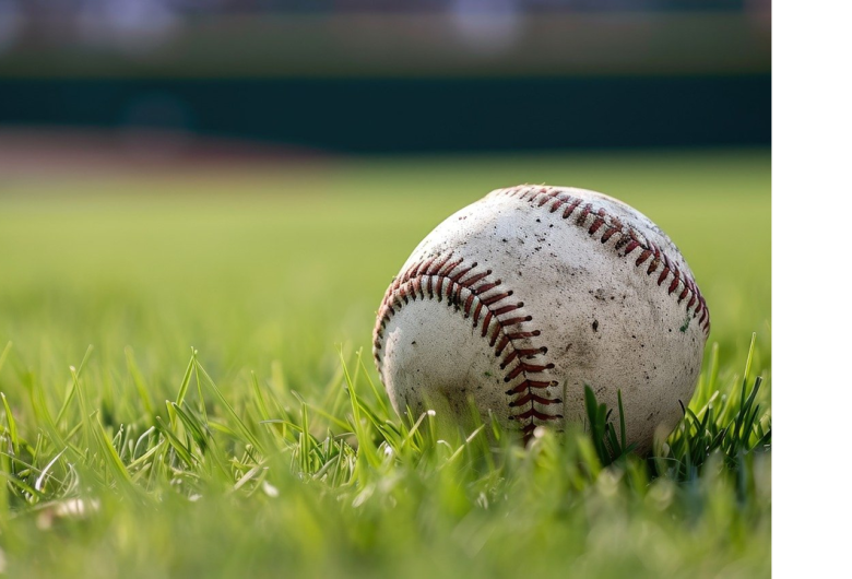 baseball laying grass