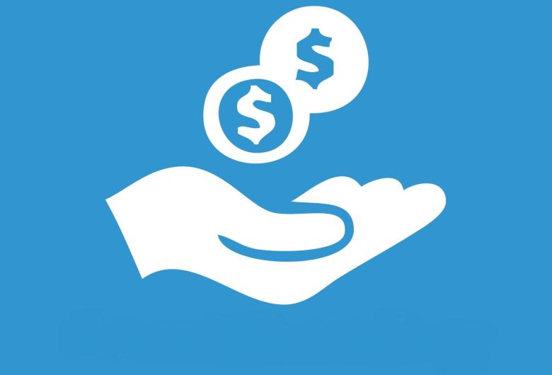 illustration of coins falling into an open hand