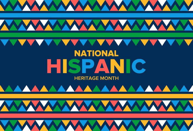 National Hispanic Heritage Month with brightly colored banners