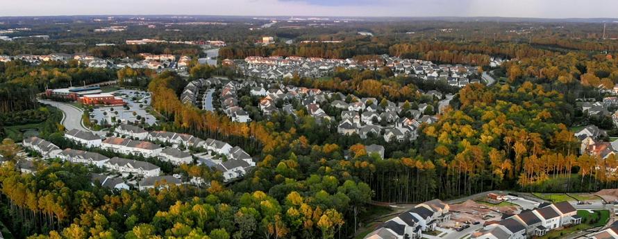 Aerial view of neighborhoods
