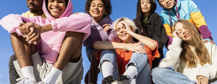 smiling teens in casual setting