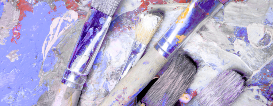 purple tinted paint brushes