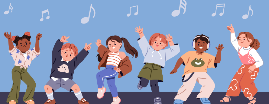 Children dancing to music