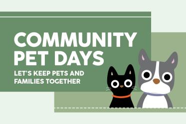 Community Pet Days: Let's keep pets and families together, with Kitty and Pitty illustrations