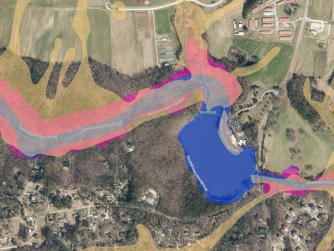 Flood prone areas near surface water