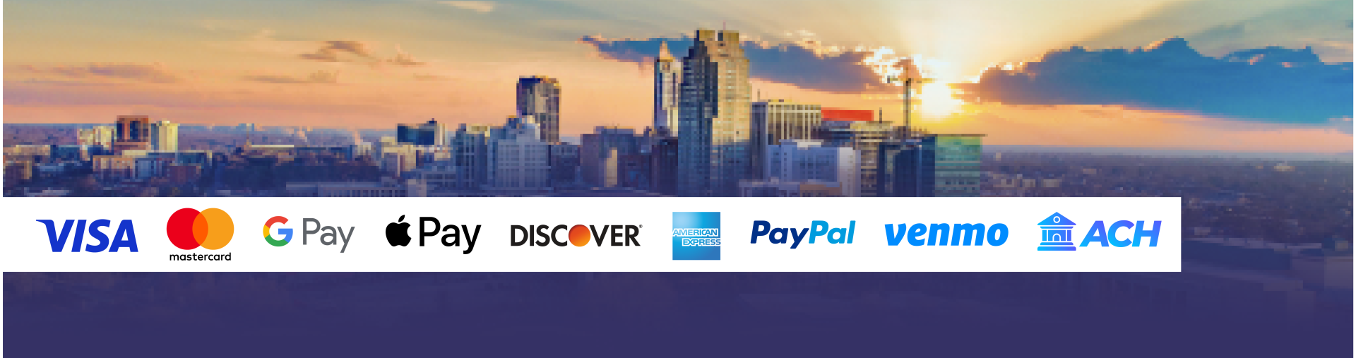 Raleigh skyline displaying online payment options for Tax Administration