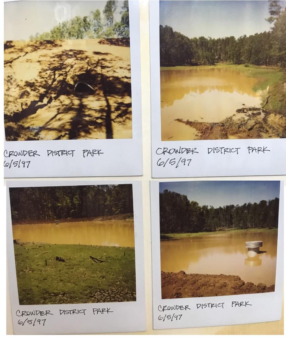 Old pictures of early park construction, including the construction of the pond