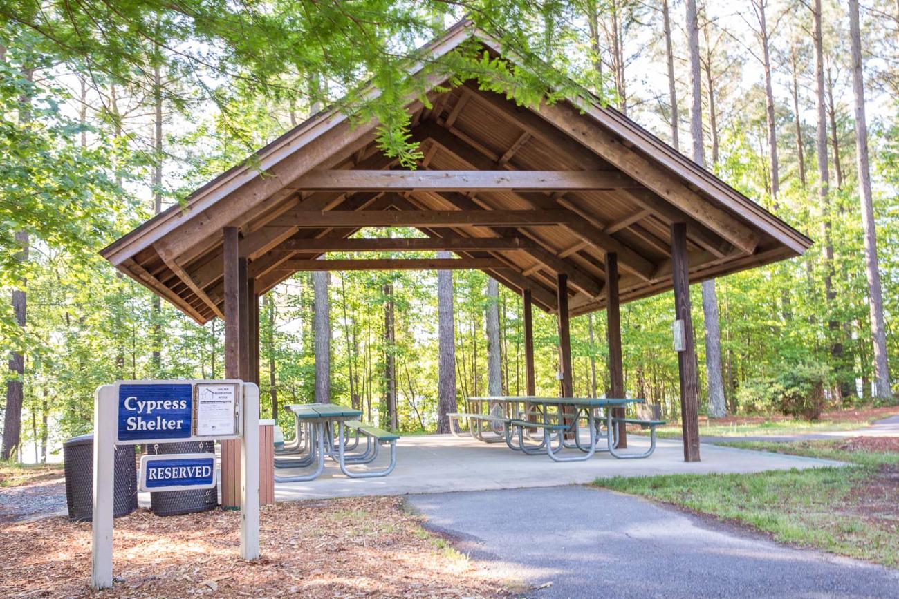 Photo of the Cypress Shelter at Harris Lake County Park