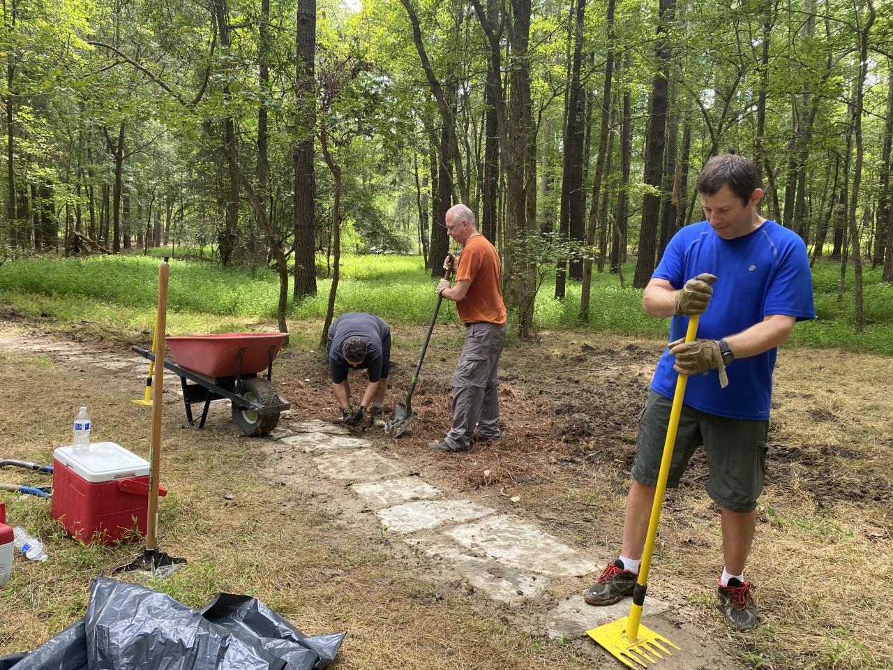 Photo of volunteers from Triangle Off Road Cyclists working on a section of the mountain bike trail