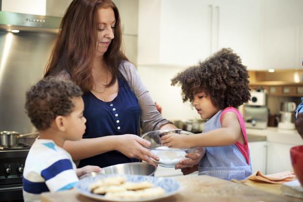 Family cooking a meal