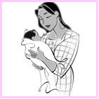 Illustration of a mother holding her infant child