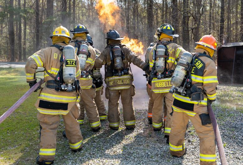 Firefighters training