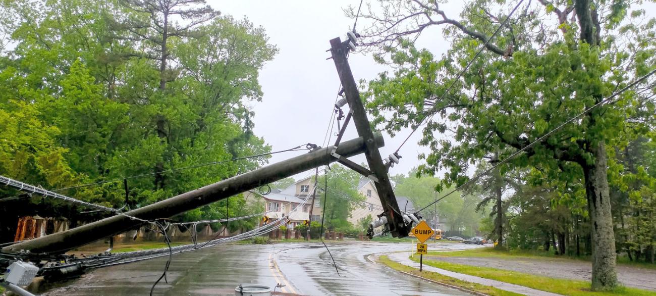 Storm damage on a street