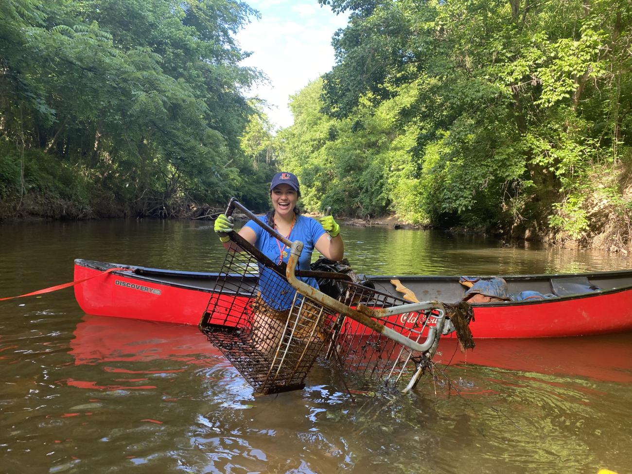 Volunteer with shopping cart