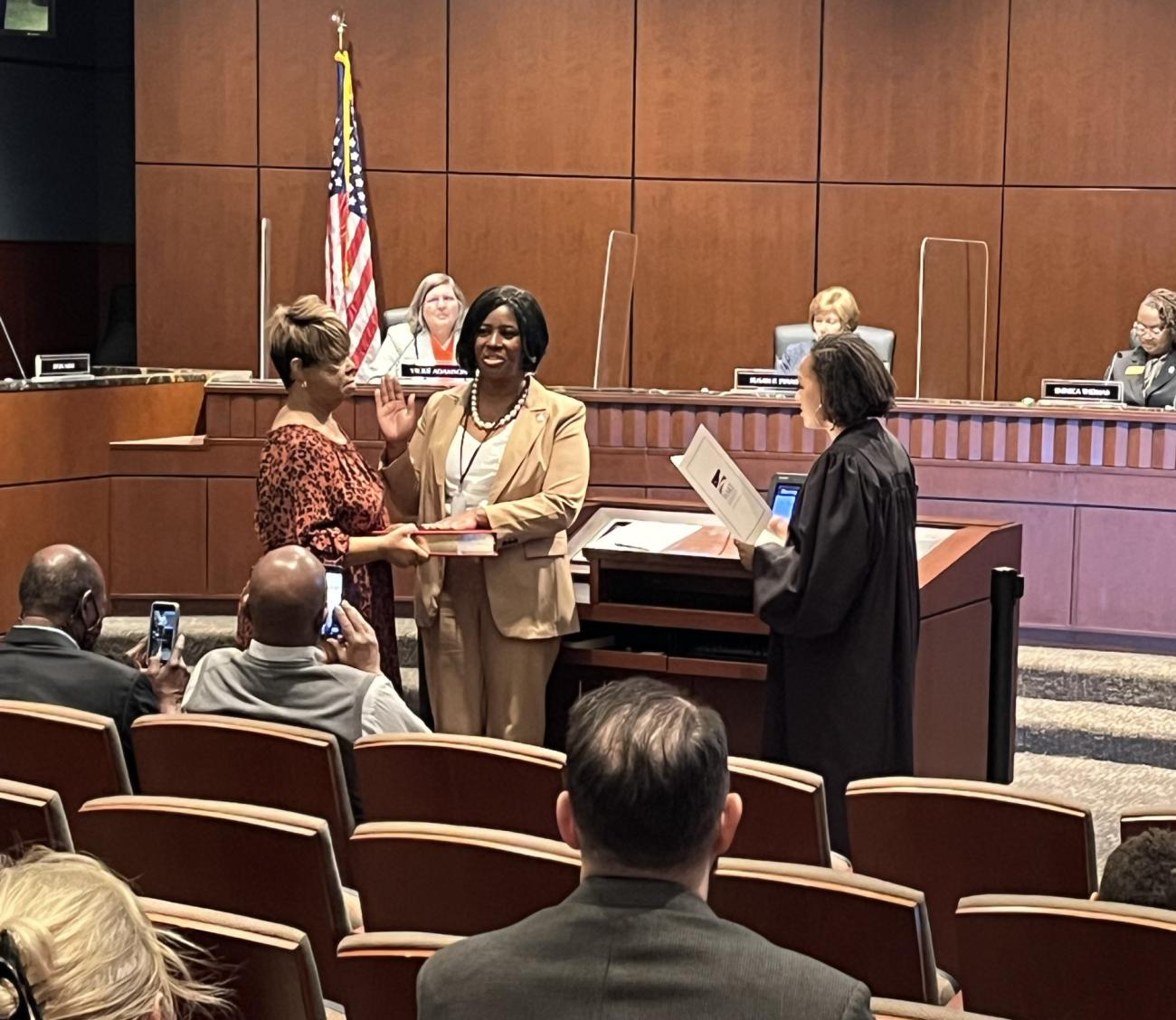 Tara Waters is sworn in as a Wake County Commissioner