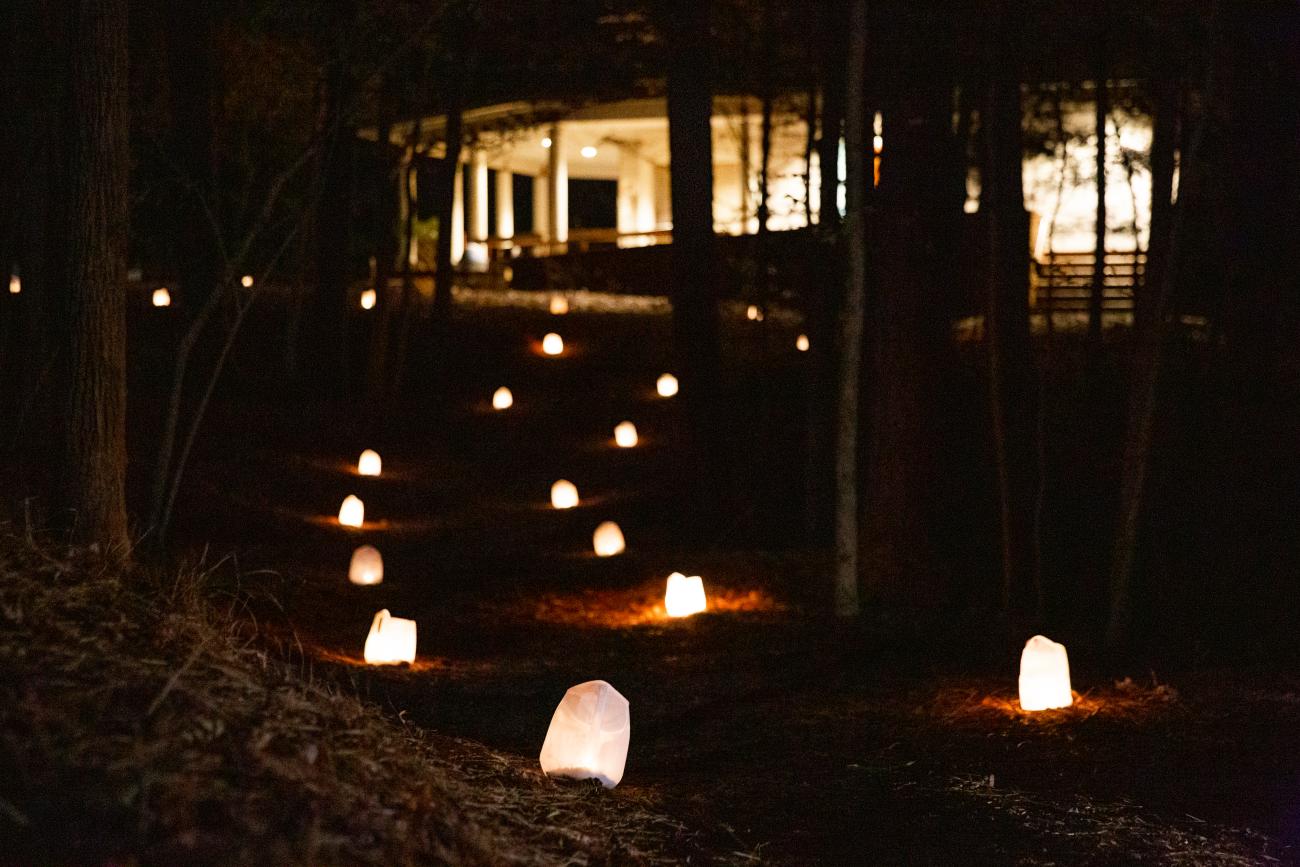 Luminaries on trail